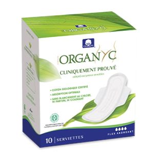 Serviettes pliées 100% coton bio Abondant, ailettes x10