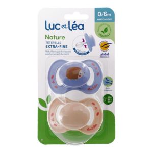 Nature Sucettes anatomiques extra-fines 0-6 mois Hérisson - lot de 2