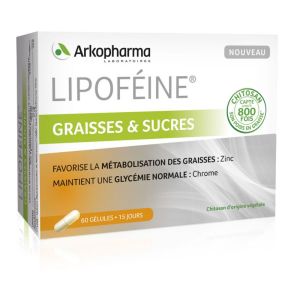 Lipofeine - Graisses et Sucres - Zinc, Chrome, Chitosan - 60 gélules