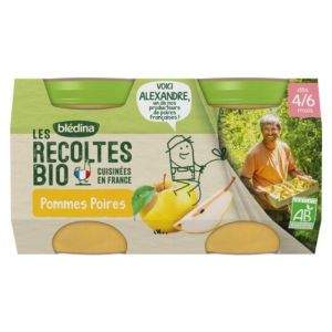 Compotes bébé bio pommes poires dès 4/6 mois - 2x130g