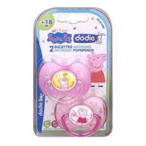 2 sucettes anatomiques +18m Peppa Pig rose