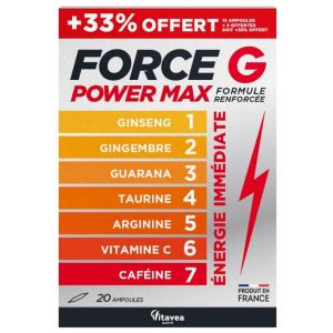 Force G Power Max formule renforcée 20 ampoules