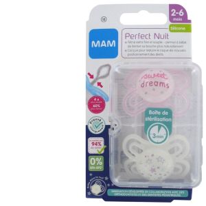 Sucette Perfect Nuit 2-6mois Silicone X2