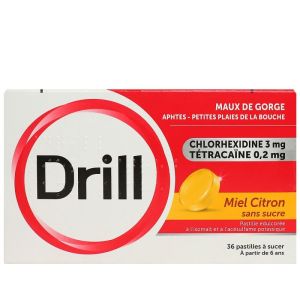 Drill maux de gorge miel citron 36 pastilles à sucer