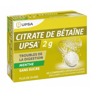 Citrate de bétaïne 20 comprimés effervescents menthe 2g