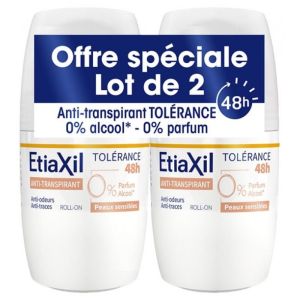 Tolérance Anti-Transpirant Peaux Sensibles Roll-On Lot de 2 x 50 ml
