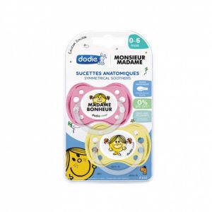 Sucettes anatomiques Monsieur Madame 0 à 6 mois x2