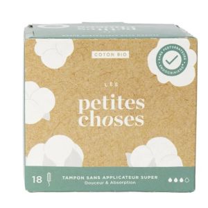 Tampons Flux Super Sans Applicateurs Coton Bio Boîte de 18