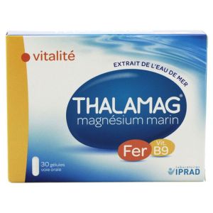 Thalamag Magnésium Marin Fer et vitamine B9 - 30 gélules