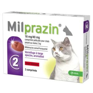 Milprazin Vermifuge 16 mg/40 mg Chat x 2