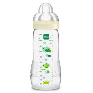 MAM Biberon Easy Start Anti Colique 320ml Aqua - 4 Mois et + Tétine Débit 3  - 9001616819506