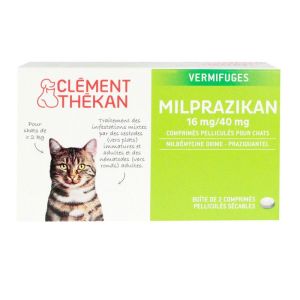 2 comprimés Vermifuge Milprazikan chat 2kg+