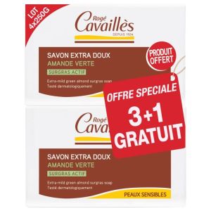 Savon surgras extra-doux amande verte 4x250g