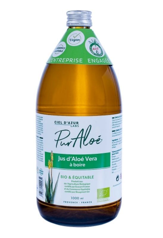 Jus D'Aloe Vera Pur à Boire – 1L – Détox Et Bien-être Intestinal – Marque Benessence – Neuf