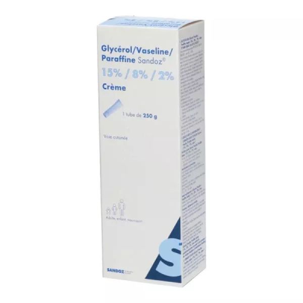 Glycérol/Vaseline/Paraffine 15 %/8 %/2 % crème 250 g