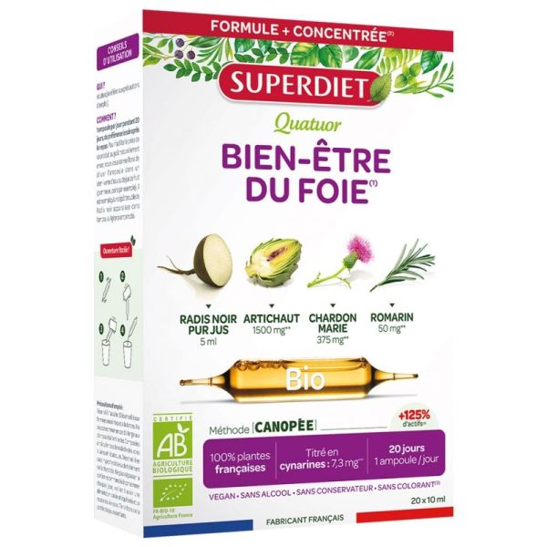 Quatuor Bien-Être du Foie Bio 20 Ampoules