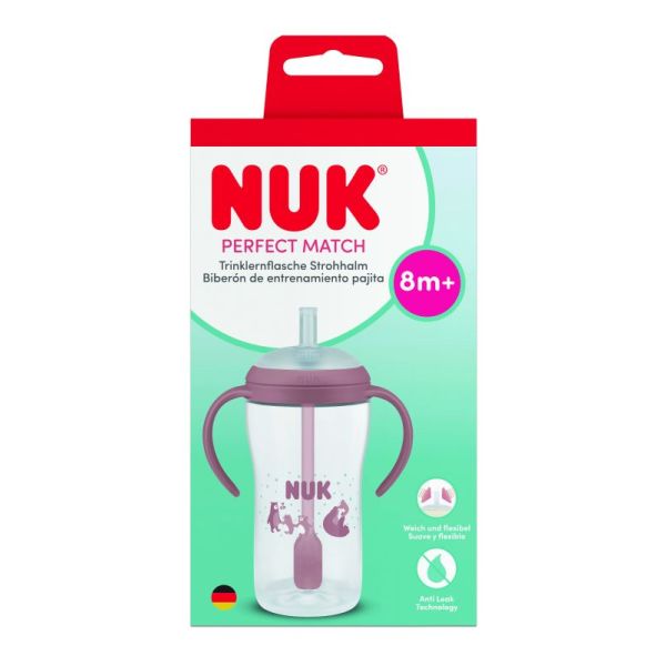 Tasse d'apprentissage paille Perfect Match 260ml - Rose 8m+