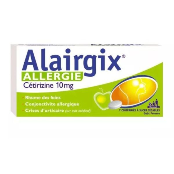 Alairgix Allergie Cétirizine 10 mg 7 comprimés à sucer sécables