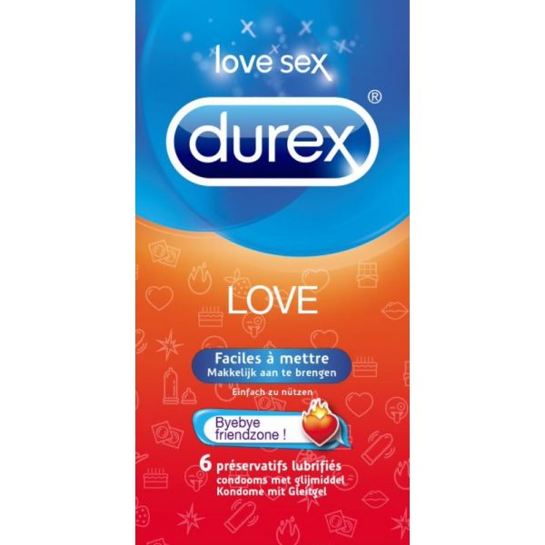 Love 6 préservatifs latex caoutchouc naturel