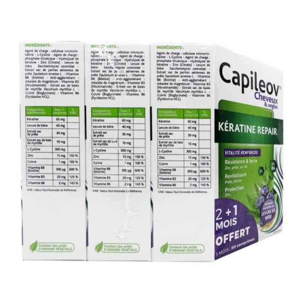 Capileov Cheveux Kératine Repair - 90 comprimés