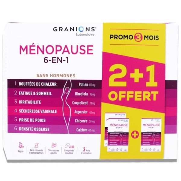 Ménopause 6-en-1 - cure 3 mois - 180 comprimés