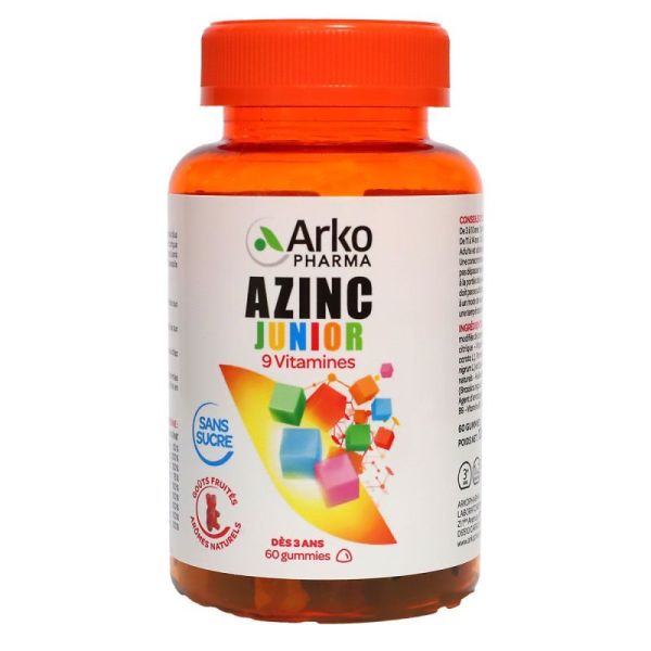 Azinc Junior 9 Vitamines Sans Sucre 60 gummies