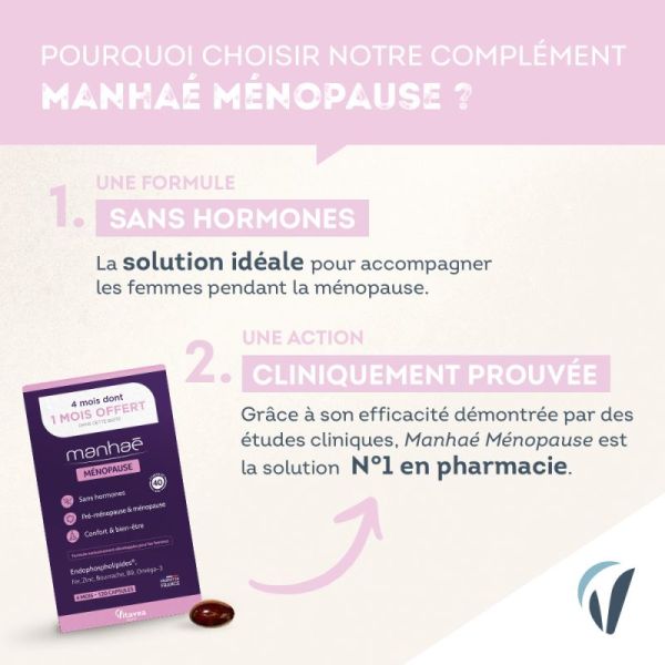 Manhaé Ménopause 120 = 4 mois dont 1 OFFERT