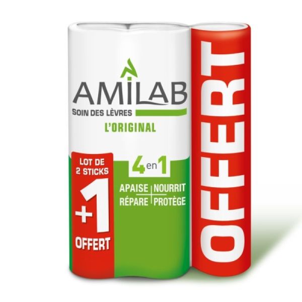Baume labial réhydratant calmant - 3 sticks de 3,6 ml
