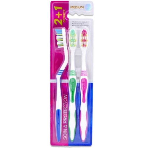 Brosses à dents medium 2 + 1 offerte