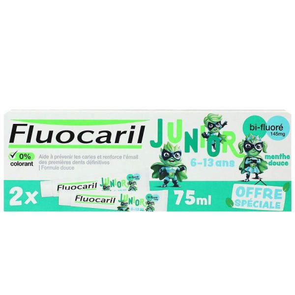 Junior Dentifrice 6-13 Ans Menthe Douce Lot de 2 x 75ml