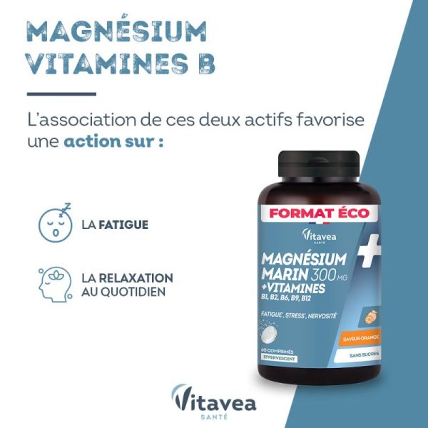 Magnésium + Vitamines B1 B2 B6 B9 B12 60 Comprimés Effervescents