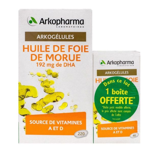 Arkogélules huile foie de morue 220+60 gélules