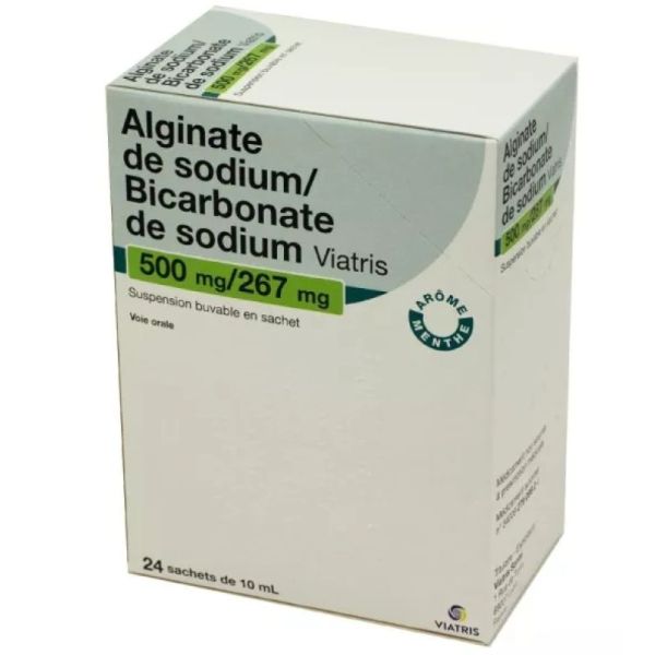 Alginate de Sodium/Bicarbonate de Sodium 500 mg/267 mg Sachets x 24