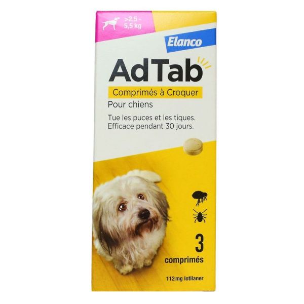 AdTab comprimés à croquer pour chiens 2,5-5,5 kg x3