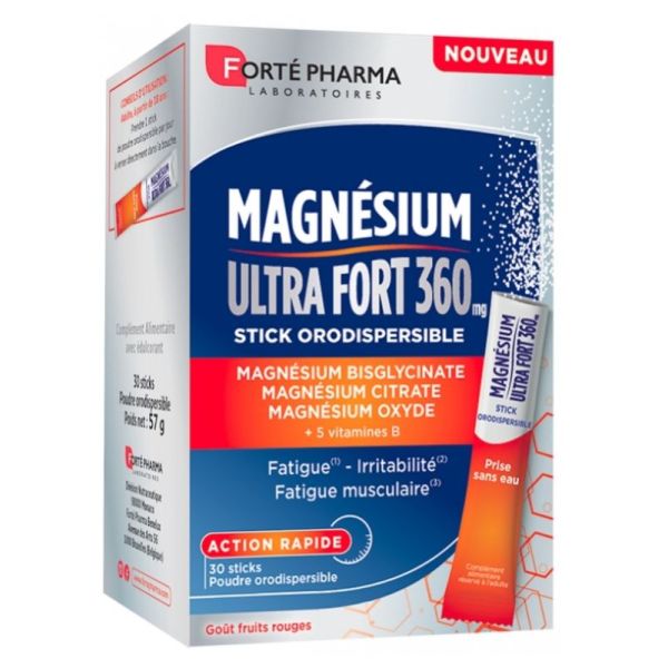 Magnésium Ultra Fort 360 mg 30 Sticks Orodispersibles