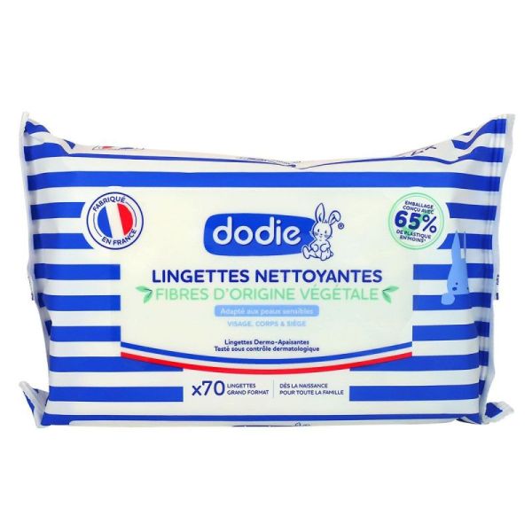 70 lingettes nettoyantes grand format fibres origine végétale