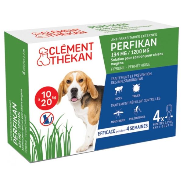 4 pipettes Perfikan chiens 10-20kg