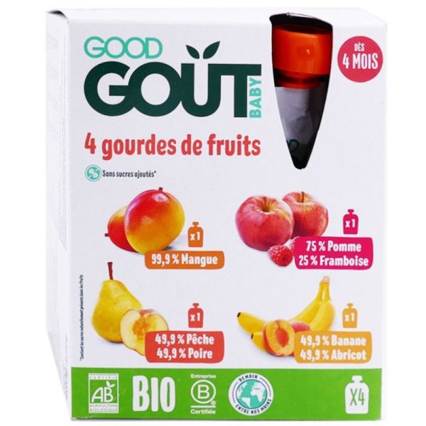 4 Gourdes de Fruits Bio Multifruits 4x120g