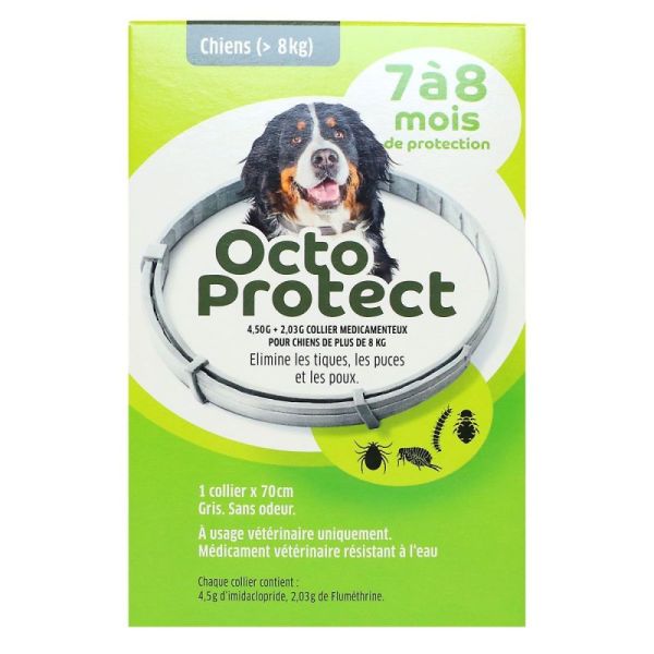 Octoprotect Collier Anti Puces et Tiques Chien +8kg