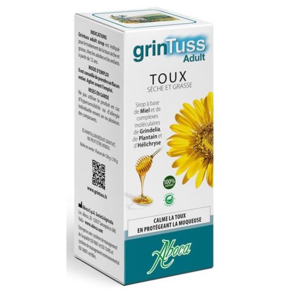 Aboca GrinTuss Adult Toux Sirop 128g - Toux Sèche et Grasse