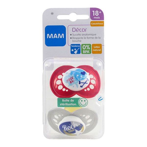 2 Sucettes anatomiques décor +18 mois - fille - garçon
