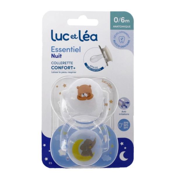 Essentiel Duo Sucettes anatomiques nuit 0-6 mois - lot de 2