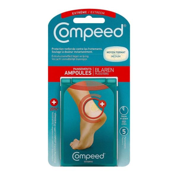 5 Pansements ampoules extrême Compeed - moyen format