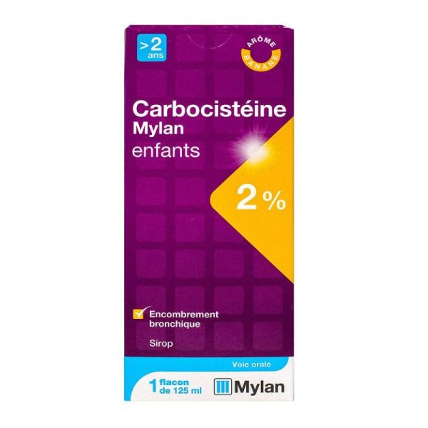 Carbocistéine Mylan 2% Enfant, sirop avec sucre - Flacon 125ml