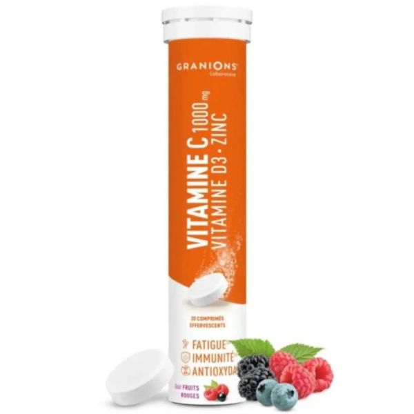 Vitamine C + D3 + Zinc Fruits rouges - 20 comprimés