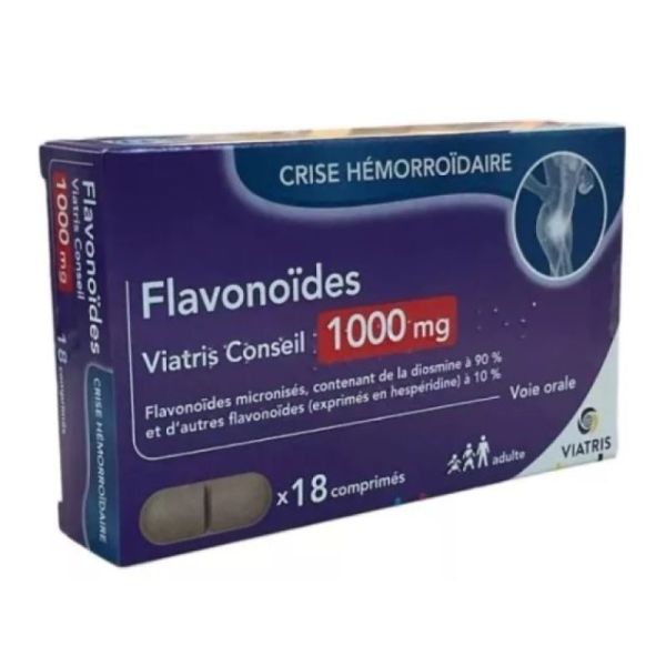 Flavonoides 1000Mg Crise Hémorroïdaire 18 comprimés