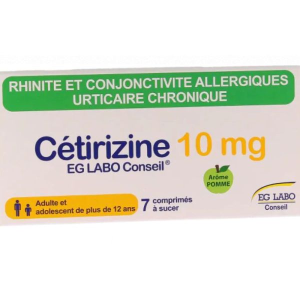Cétirizine EG 10mg EG Labo - boîte de 7 comprimés à sucer