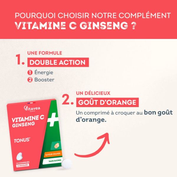 Vitamine C & ginseng tonus Nutrisanté x 24 comprimés