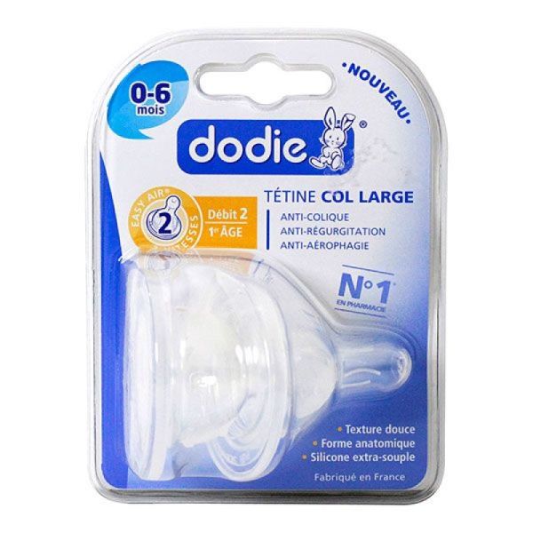 2 tétines col large 3 vitesses 0-6 mois silicone