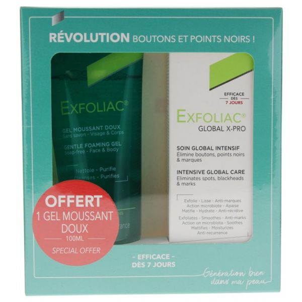 Exfoliac Global X-Pro Soin Global Intensif 30 ml + Gel Moussant Doux 100 ml Offert